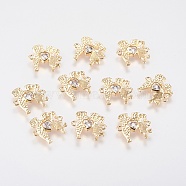 Brass Cubic Zirconia Links, Clear, Lovers, Nickel Free, Real 18K Gold Plated, 12x13x2mm, Hole: 1mm(KK-A144-071G)