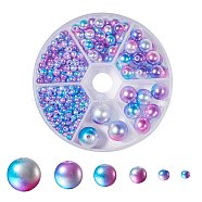 Rainbow ABS Plastic Imitation Pearl Beads, Gradient Mermaid Pearl Beads, Round, Medium Orchid, 3mm/4mm/6mm/8mm/10mm/12mm, Hole: 1~2mm, 564pcs/box(OACR-YW0001-03F)