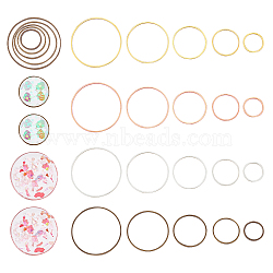 200Pcs 20 Style Brass Linking Rings, Round Ring, Open Back Bezel, Mixed Color, 12~30x0.8~1mm, Inner Diameter: 10~28.5mm, 10pcs/style(KK-CA0003-54)