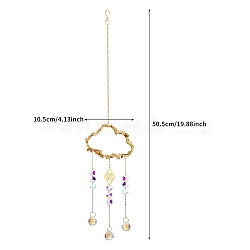 Alloy Cloud with Natural Yellow Quartz Chips Beaded Hanging Pendant Decorations, Glass Beaded Suncatchers for Party Window, Wall Display Decorations, 505x105mm(PW-WG24607-01)