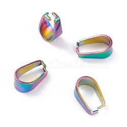 Ion Plating(IP) 304 Stainless Steel Snap on Bails, Rainbow Color, 7x4x3mm, Inner: 6x3mm(STAS-P214-08MC-02)