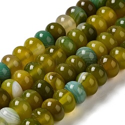 Natural Agate Beads Strands, Dyed & Heated, Rondelle, Olive, 8~8.5x4.5~5.5mm, Hole: 1.4mm, about 41pcs/strand, 7.40~7.48''(18.8~19cm)(G-H295-C03-13)