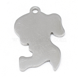 304 Stainless Steel Stamping Blank Tag Pendants, Woman Silhouette Pendants, Stainless Steel Color, 21x14x1mm, Hole: 2mm(X-STAS-T008-059)