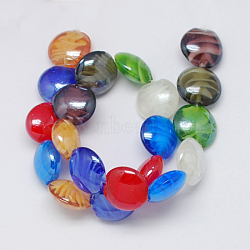 Handmade Lampwork Beads, Pearlized, Flat Round, Mixed Color, 20x11mm, hole: 2mm(X-LAMP-S003-1)