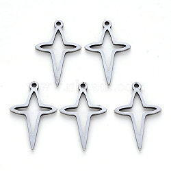 Tarnish Resistant 304 Stainless Steel Pendants, Laser Cut, Cross, Stainless Steel Color, 20x12x1mm, Hole: 1.2mm(X-STAS-N092-32)