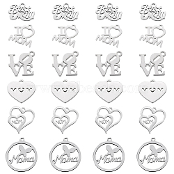 24Pcs 6 Style Pendants, with 201 Stainless Steel & 304 Stainless Steel, Stainless Steel Color, 4pcs/style(STAS-SC0003-65)