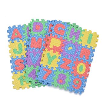 Foam mini Puzzles and Floor Play Mats for kids, 36 Colorful EVA Tiles, Figures and Letters, Colorful, sheet: 175x130x6mm, 12pcs/sheet, 36pcs/set