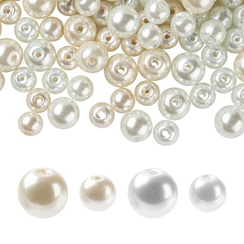 Glass Pearl Beads Strands, for Beading Jewelry Making, Pearlized Crafts Jewelry Making, Round, Mixed Color, 200pcs/bag