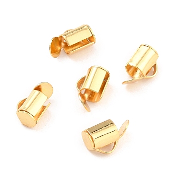 304 Stainless Steel Slide On End Clasp Tubes, Slider End Caps, Real 18K Gold Plated, 5.3x5.5x4mm, Hole: 2x1mm, Inner Diameter: 3mm