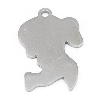 304 Stainless Steel Stamping Blank Tag Pendants, Woman Silhouette Pendants, Stainless Steel Color, 21x14x1mm, Hole: 2mm