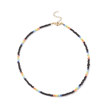 Glass Seed Beaded Necklaces for Women, Colorful, 15.35 inch(39cm)