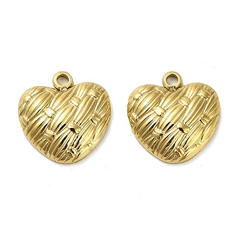304 Stainless Steel Pendants, Heart Charm, Real 14K Gold Plated, 13.5x13x3mm, Hole: 1.6mm