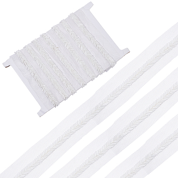CHGCRAFT Mesh Fabric with Plastic Wheat Beads Ribbon, White, 1-1/2 inch(37mm), 2 yards/bag