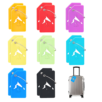 CRASPIRE 16 Sets 8 Colors PVC Plastic Luggage Bag Tags, with Stainless Steel Hanging Ring, Rectangle, Mixed Color, 91x51x6mm, Hole: 3.5mm, 2 sets/color