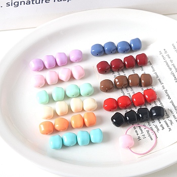 Opaque Acrylic Beads, Column, Mixed Color, 13x11.5x14.3mm, Hole: 2mm, about 330pcs/500g