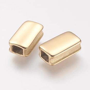 304 Stainless Steel Beads, Ion Plating (IP), Rectangle, Golden, 12.6x5.8x4mm, Hole: 2.6x3.3mm