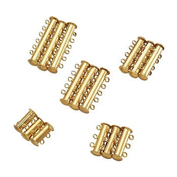 Brass Magnetic Slide Lock Clasps, Jewelry Components, Golden, 15x10mm, Hole: 1mm