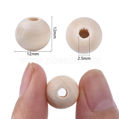 Unfinished Natural Wood Beads(X-WOOD-S651-A12mm-LF)-3