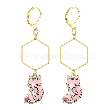 Pink Cat Shape Alloy Earrings