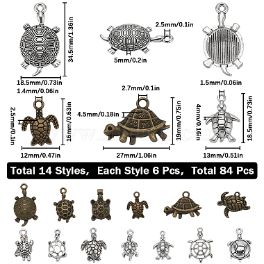 Sea Turtle Tibetan Style Alloy Pendants(PALLOY-SC0004-21)-2