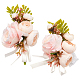 Craspire 2 pcs 2 style soie tissu rose fleur boutonnière broche et poignet corsage(AJEW-CP0001-52)-1