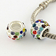 Polymer Clay Rhinestone European Large Hole Beads with Silver Color Plated Brass Cores(FPDL-R002-18)-1