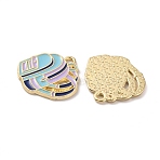 Study Supplies Theme Alloy Enamel Pendants, Light Gold, School Bag, Bag Pattern, 19x18.5x1mm, Hole: 1.6mm(ENAM-WH0061-20A-01)