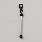 Spray Printed Alloy Bar Beadable Pendant Decorations for Jewelry Making DIY Crafts, with Alloy Lobster Clasps, Black, 83mm(KEYC-WH0025-684P-06)