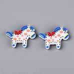 Printed Opaque Resin Beads, Horse with Floral Pattern, Colorful, 27x33x6mm, Hole: 1.4~1.5mm(RESI-N043-07A)