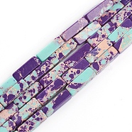 Synthetic Imperial Jasper Beads Strands, Dyed, Rectangle, Purple, 12.5~13.8x4.2x4.2mm, Hole: 1mm, about 29pcs/strand, 14.96 inch(38cm)(G-I269-04)