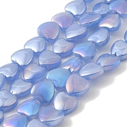 Glass Beads Strands, Heart, Cornflower Blue, 9.5x10x4mm, Hole: 1mm, about 79pcs/strand, 28.74 inch(73cm)(GLAA-G104-05B)