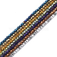 Electroplate Synthetic Non-magnetic Hematite Beads Strands, Faceted, Polygon, Mixed Color, 2.5~3mm, Hole: 0.9mm, about 145pcs/strand, 15.35 inch(39cm)(G-F740-02A)