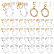 Elite 24Pcs 2 Colors Plastic Clip-on Earring Findings, with 304 Stainless Steel Loops, Golden & Stainless Steel Color, 11x11x3mm, Hole: 1.8mm, 12Pcs/color(STAS-PH0005-70)