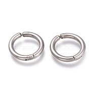 201 Stainless Steel Clip-on Earrings, Hypoallergenic Earrings, Ring, Stainless Steel Color, 17x2.5mm(EJEW-O095-04B)