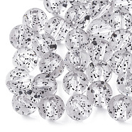 Transparent Acrylic Beads, with Glitter Powder, Round, Black, 10mm, Hole: 1.8mm, about 960pcs/500g(MACR-S361-02A-10mm)