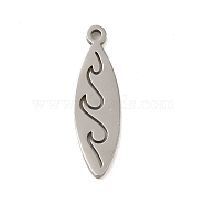 Non-Tarnish 304 Stainless Steel Pendants, Laser Cut, Stainless Steel Color, Horse Eye, 19x5.5x1mm, Hole: 1mm(STAS-S123-03P-06)