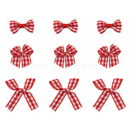 Handmade Woven Costume Accessories, Tartan Pattern Polyester Ribbon Bowknot, Red, 300pcs/set(AJEW-TA0017-14)