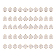 Golden Plated Alloy Charms, with Enamel, Enamelled Sequins, Flat Round, White, Letter.Y, 14x12x2mm, Hole: 1.5mm, 50pcs/Box(ENAM-SZ0001-25A-Y)