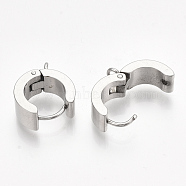 201 Stainless Steel Hoop Earring Findings, with Vertical Loop and 304 Stainless Steel Pins, Stainless Steel Color, 16~17x13~14x6mm, Hole: 2mm, Pin: 1mm(STAS-S079-79)