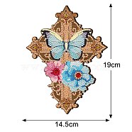 Religion Cross & Flower DIY Diamond Painting Pendant Decoration Kit, Including Resin Rhinestones Bag, Diamond Sticky Pen, Tray Plate and Glue Clay, Dark Goldenrod, 190x145mm(PW-WG78154-04)
