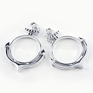 Rack Plating Alloy Anchor Open Back Bezel Pendants, For DIY UV Resin, Epoxy Resin, Pressed Flower Jewelry, Hollow, Cadmium Free & Nickel Free & Lead Free, Silver Color Plated, 44x32.8x3.5mm, Hole: 3mm(X-PALLOY-S047-05D-FF)