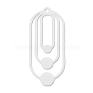 201 Stainless Steel Pendants, Laser Cut, Oval, Stainless Steel Color, 31x14x1mm, Hole: 1.4mm(STAS-S105-LA777-1)