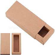 Kraft Paper Folding Box, Drawer Box, Rectangle, BurlyWood, 15x20cm, Finished Product: 18x7x6cm(CON-WH0010-01L-C)