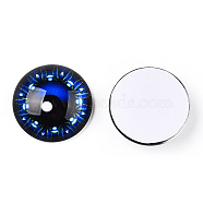 Glass Cabochons, Half Round with Eye, Kaleidoscope, Medium Blue, 20x6.5mm(GGLA-T004-06H)