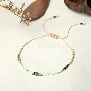Bohemian Style Handmade Braided Friendship Bracelet with Semi-Precious Beads for Women, Mixed Color, 0.1cm(ST3283095)