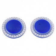 Acrylic Cabochons, with ABS Plastic Imitation Pearl Beads, Flat Round, Blue, 21.5x6mm(KY-N015-132D)
