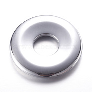 Electroplate Non-magnetic Synthetic Hematite Pendants, Donut/Pi Disc, Platinum Plated, Donut Width: 13.5mm, 41x5.5mm, Hole: 14mm(G-F337-49-06)