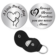 Pocket Hug Token Long Distance Relationship Keepsake Keychain Making Kit, Including PU Leather Holder Case Keychain Findings, 201 Stainless Steel Commemorative Inspirational Coins, Heart, 105x47x1.3mm(DIY-CN0002-67J)