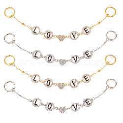 Alloy with Rhinestone Enamel Shoe Decoration Chain, with Iron Book Binder Hinged Rings, Love Heart, Platinum & Golden, 232mm, 2 style, 2pcs/style, 4pcs/set(FIND-AB00018)