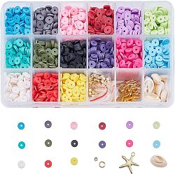 Handmade Polymer Clay Beads, Disc/Flat Round, Heishi Beads, Mixed Color, 6x1mm, Hole: 2mm, about 190~200pcs/compartment, 2850~3000pcs/box(CLAY-JP0001-03-6mm)